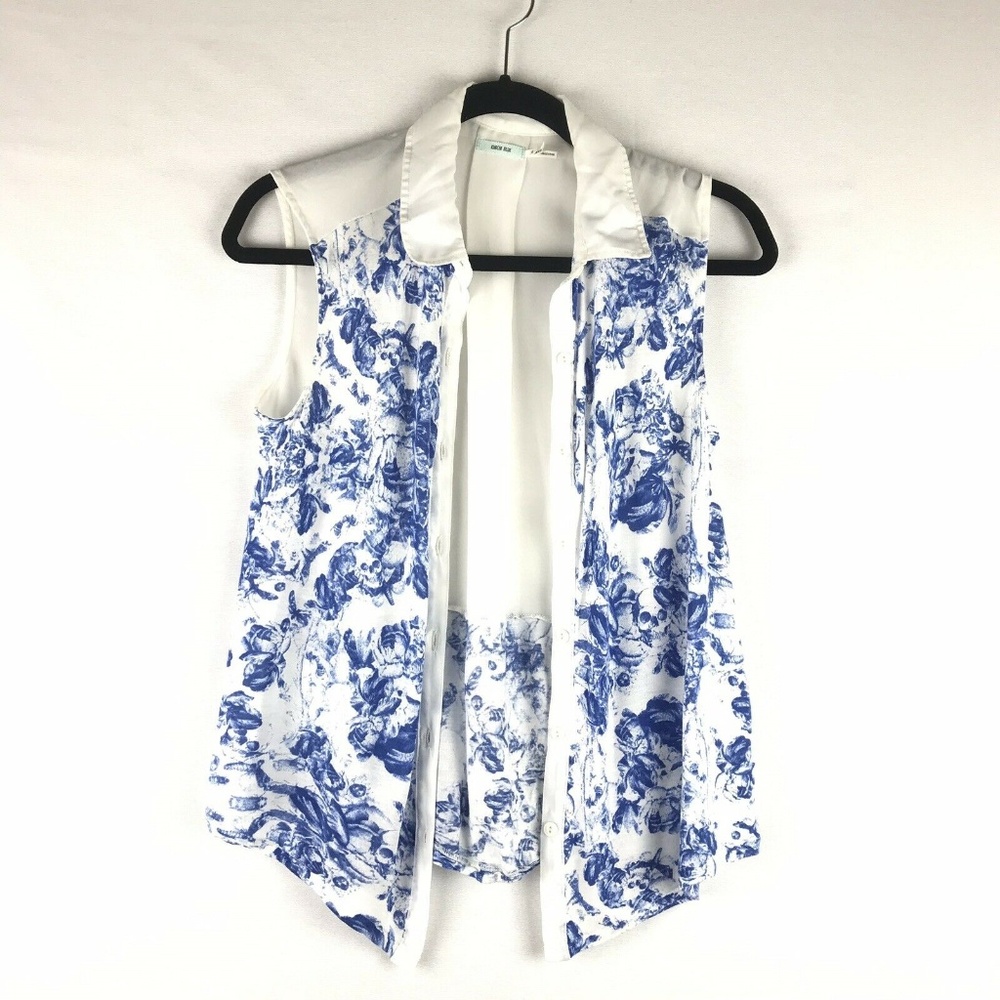 Kimchi Blue Button Up Blouse Sleeveless Sheer S